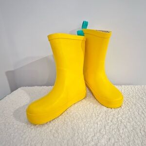 EUC Ten Little Kids Sz 11 Yellow Rubber Rain Boots Classic Barefoot Friendly